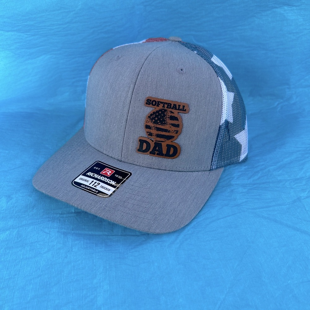 Custom Trucker Hat - American flag softball dad